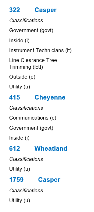 Wyoming Classifications